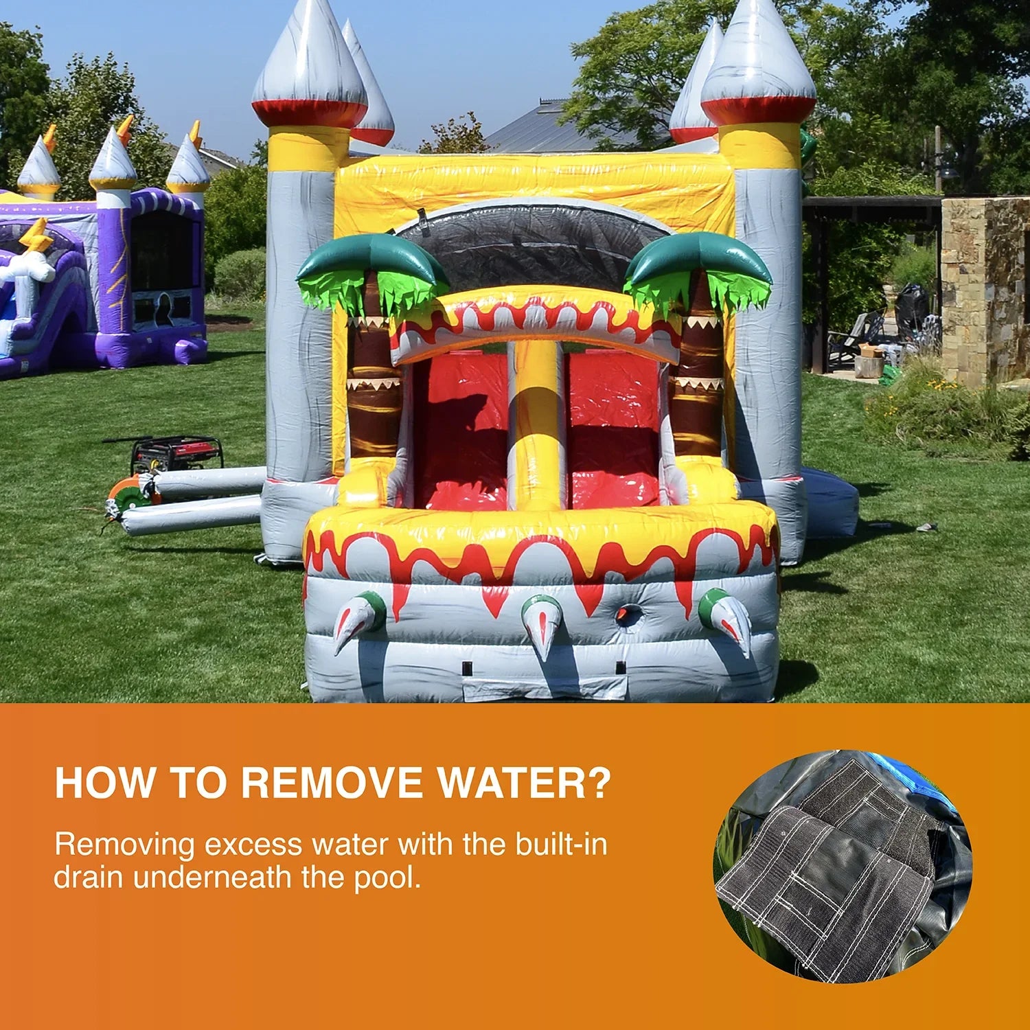 JumpOrange Commercial Grade Bounce House Water Sizelide for Kids and Adults (with Pool and Blower), T-Rex