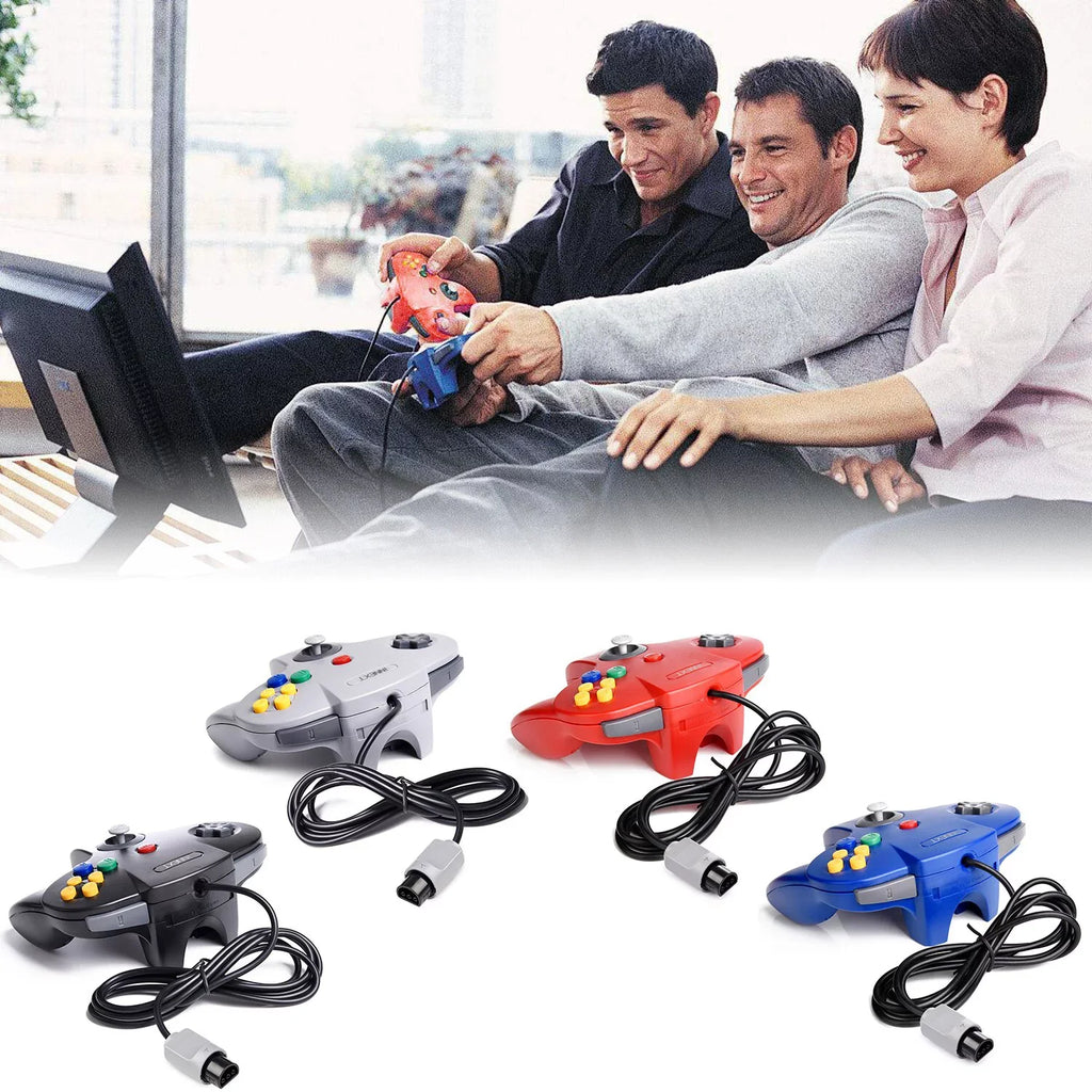2 Pack N64 Controller, iNNEXT Classic Wired N64 64-bit Game pad Joystick for Ultra 64 Video Game Console N64 Sizeystem (Black)