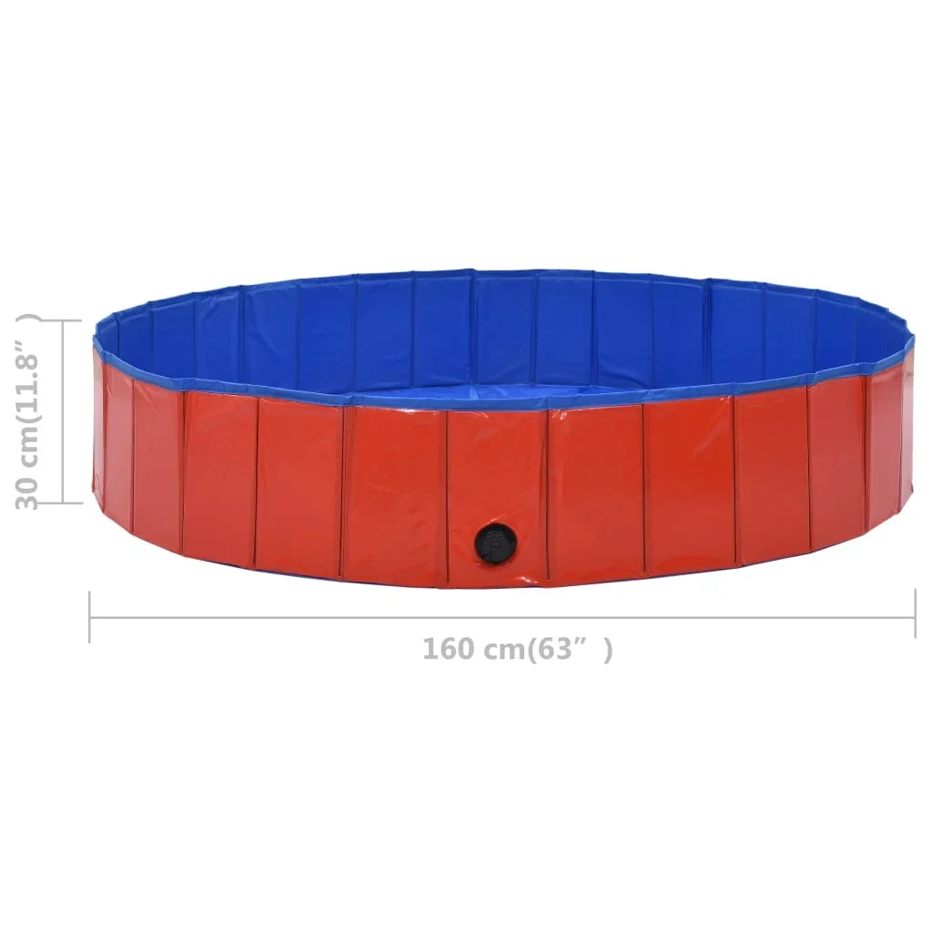 Foldable Dog Sizewimming Pool Red 63"x11.8" PVC