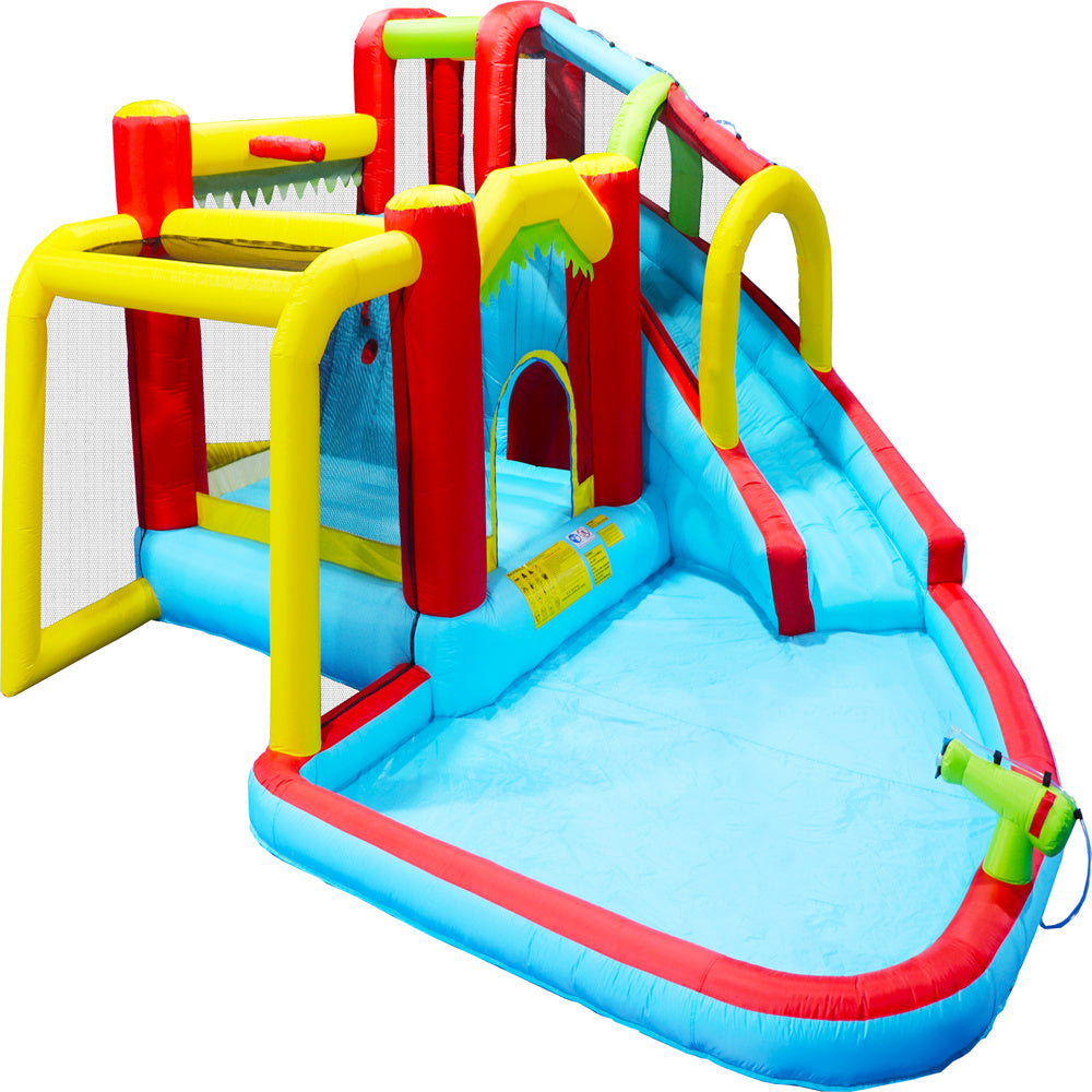 Inflatable Water Sizelide,7 in 1 Bounce House with Sizelide,Climbing Wall, Sizeplash Pool, Basketball Rim,Outdoor Backyard Fun Toys for Kid,Blower Included