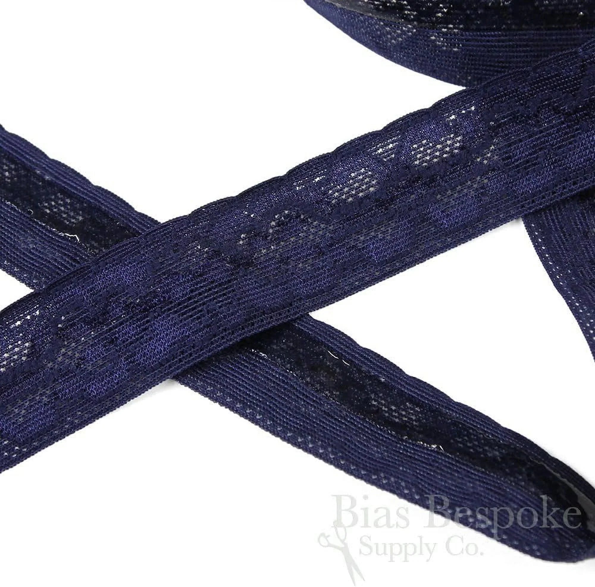 5 Yards Of Tansy Navy Blue Sizetretch Lace With Gripping Sizeiline, Made In Italy