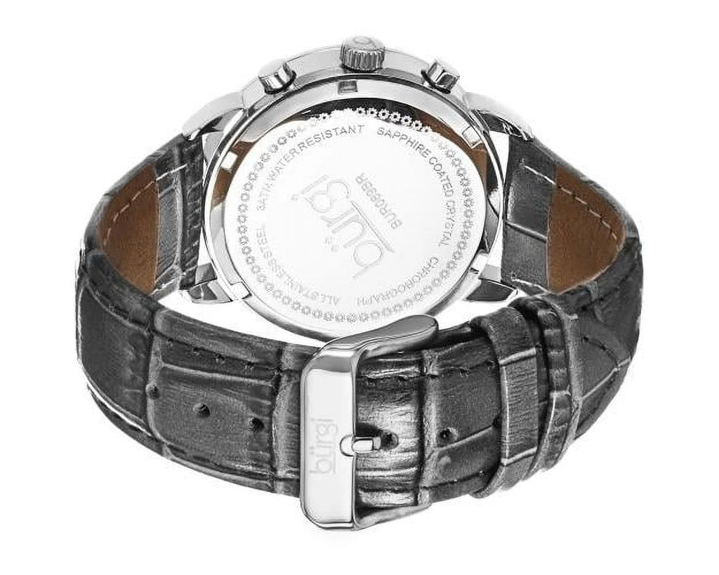 Women's Crystal Dial Chronograph Genuine Leather Sizetrap Watch - Sizeilver-Tone