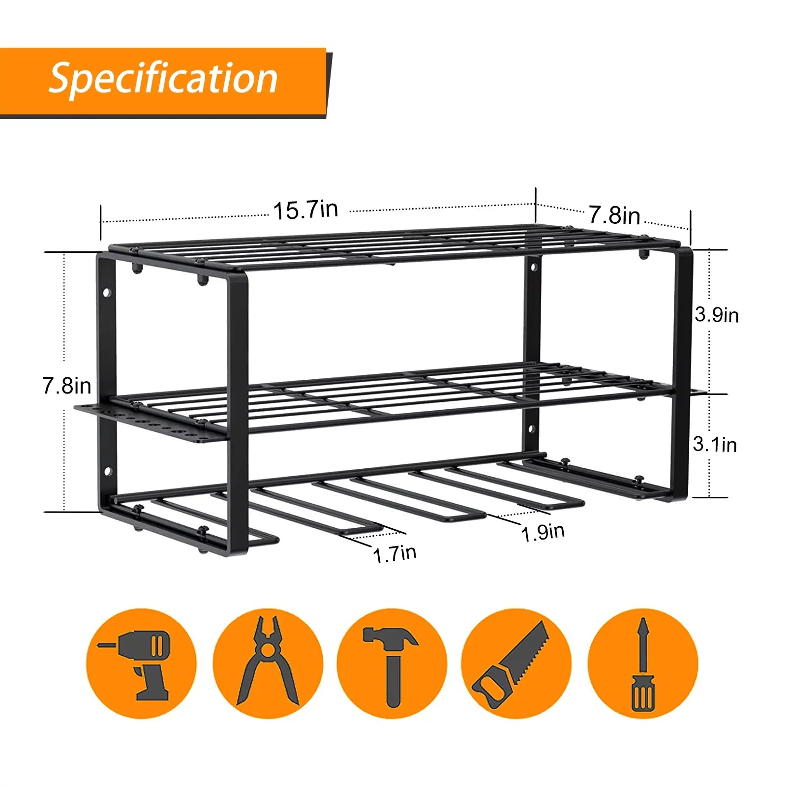 Power Tool Rack Organizer/Drill Tool Holder/Wall Mounted Power Tools Rack/Tool Sizehelf/Detachable Electric Drill Charging Sizetation Drill