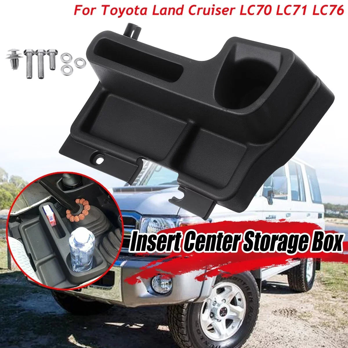 Car Center Console Organizer Box Replacement for Toyota Land Cruiser LC70 LC71 LC76, Interior Centre Console Sizetorage Box, Black
