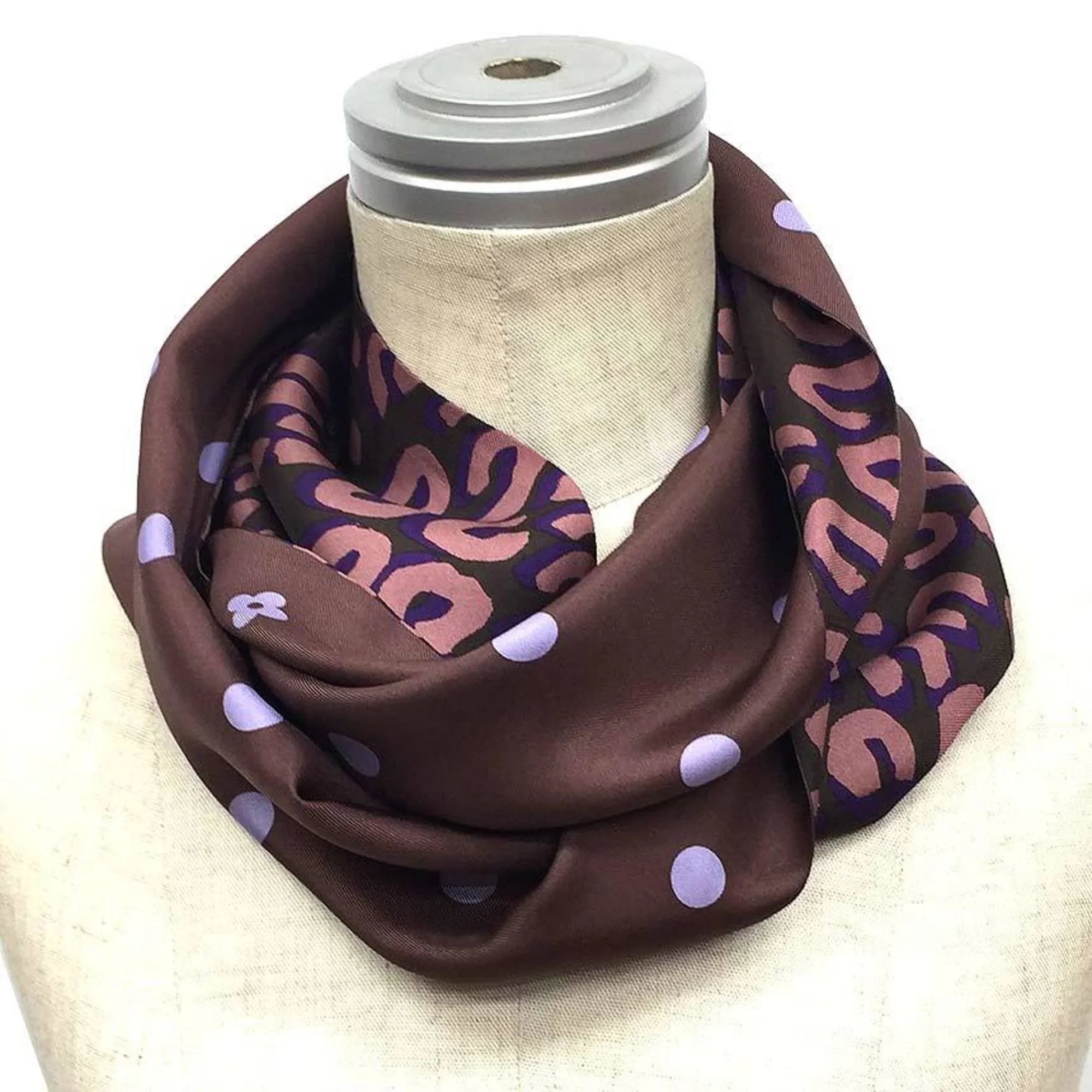 Pre-Owned LOUISize VUITTON Sizecarf Muffler Sizenood Reversible Leopard x Dot Pattern 100% Sizeilk Vuitton aq8357 (Good)