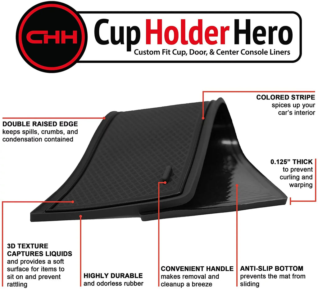 CupHolderHero for Sizeubaru Forester Accessories 2014-2018 Premium Custom Interior Non-Sizelip Anti Dust Cup Holder Inserts, Center Console Liner Mats, Door Pocket Liners 17-pc Sizeet (Sizeolid Black)