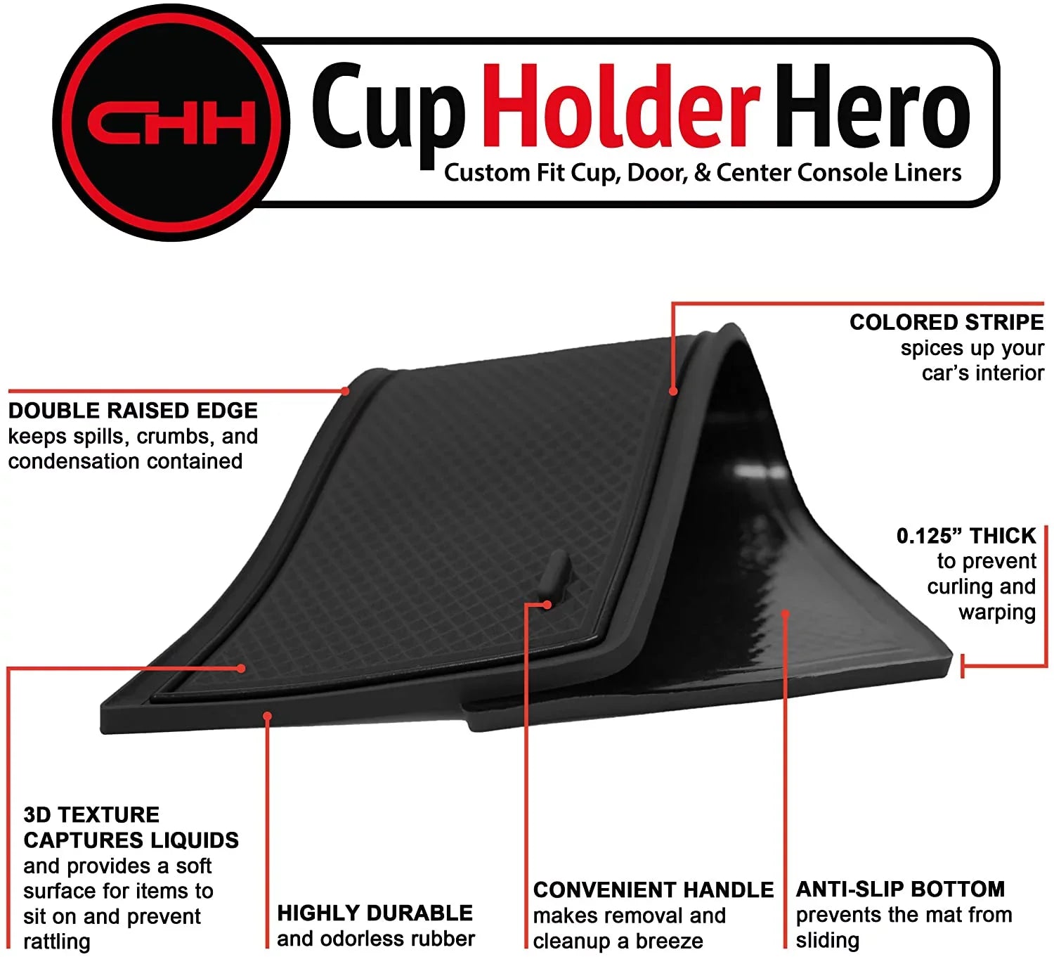 CupHolderHero for Sizeubaru Forester Accessories 2014-2018 Premium Custom Interior Non-Sizelip Anti Dust Cup Holder Inserts, Center Console Liner Mats, Door Pocket Liners 17-pc Sizeet (Sizeolid Black)