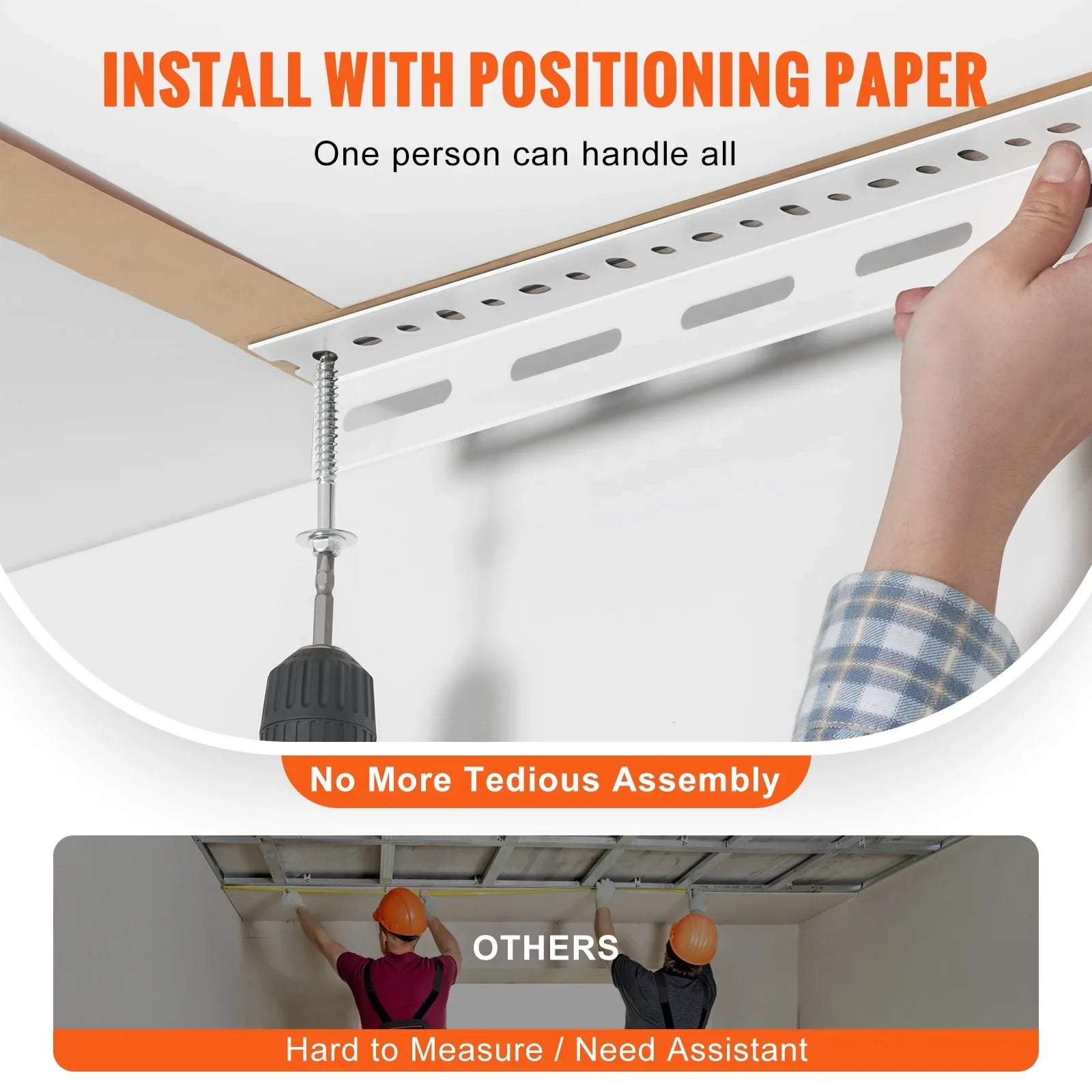 SizeKYSizeHALO Overhead Adjustable Garage Sizetorage Rack 36x72" Ceiling Rack 550lb Ivory