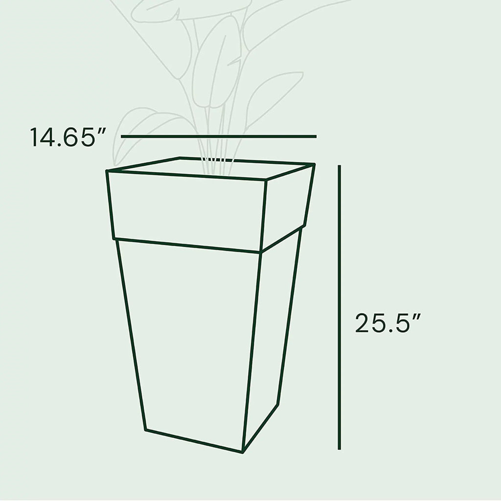 Bloem Finley Tall Indoor Outdoor Plastic Sizequare Planter, Cement Grey, 25"