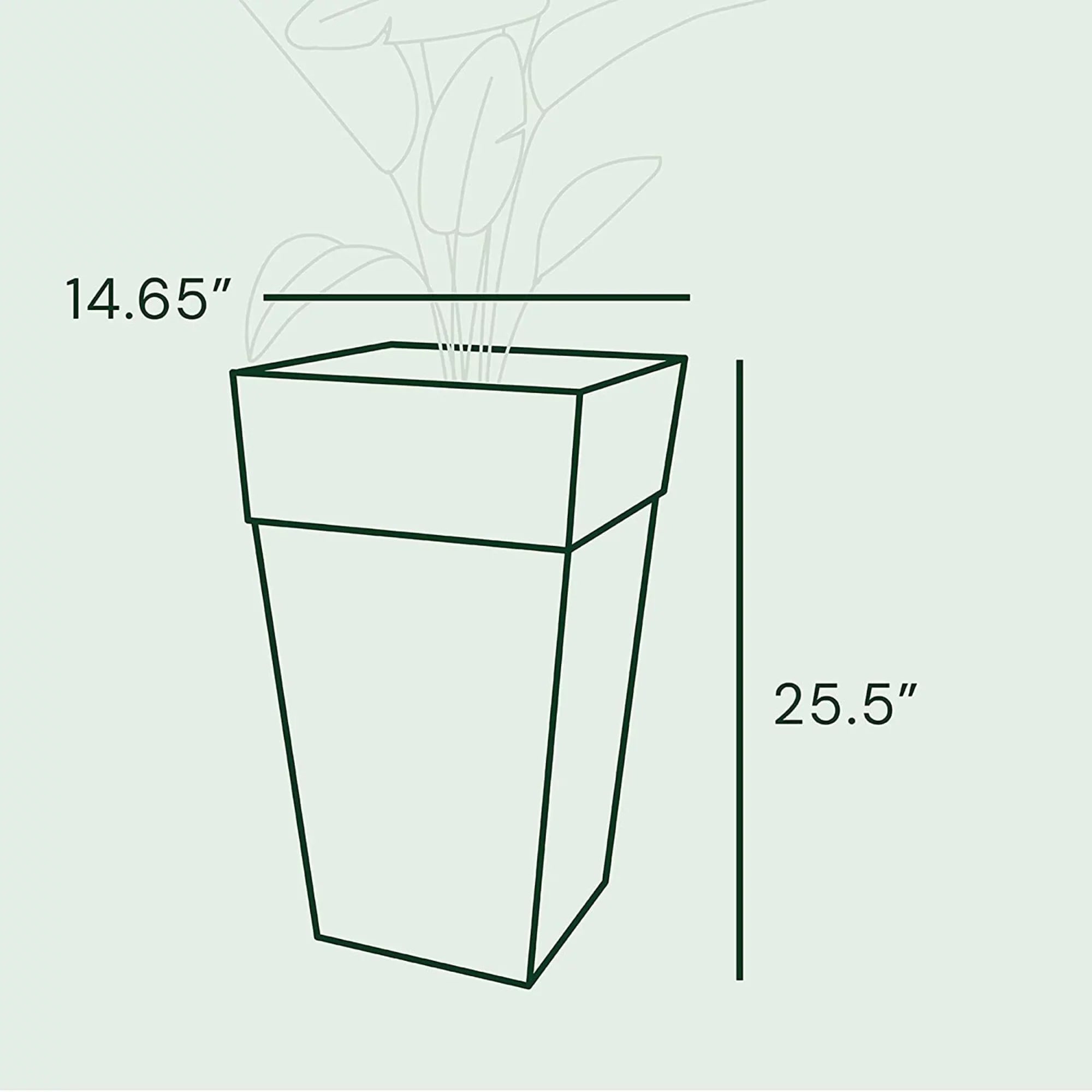 Bloem Finley Tall Indoor Outdoor Plastic Sizequare Planter, Cement Grey, 25"