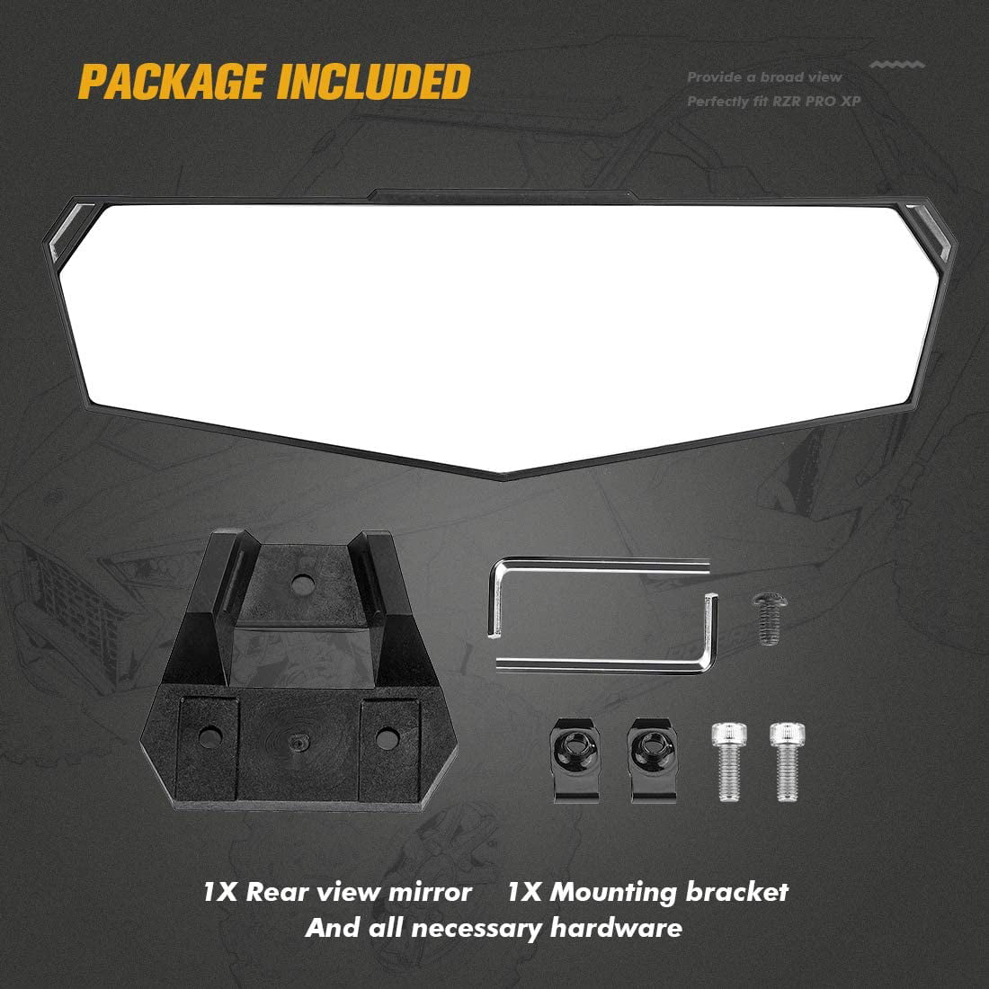 KEMIMOTO UTV Convex Rear View Center Mirror for Polaris RZR PRO XP /4 2020-2023 RZR PRO R /4 # 2883763