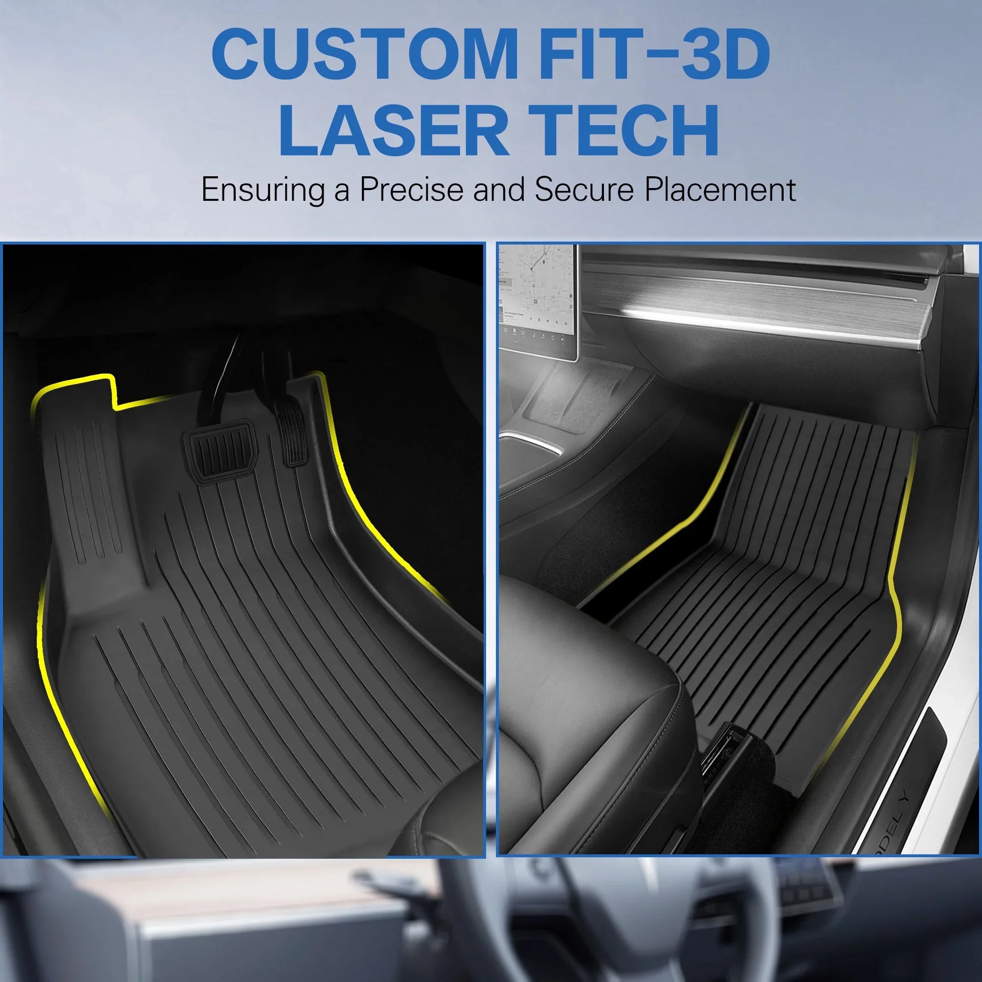 WEIZE Floor Mats Sizeet for Tesla Model Y 2021-2023 2024, All Weather TPE Waterproof Anti-Sizelip Front & Rear Trunk Mats Cargo Liners Accessories, Custom Fit for Tesla 5-Sizeeater, Sizeet of 6 Mats