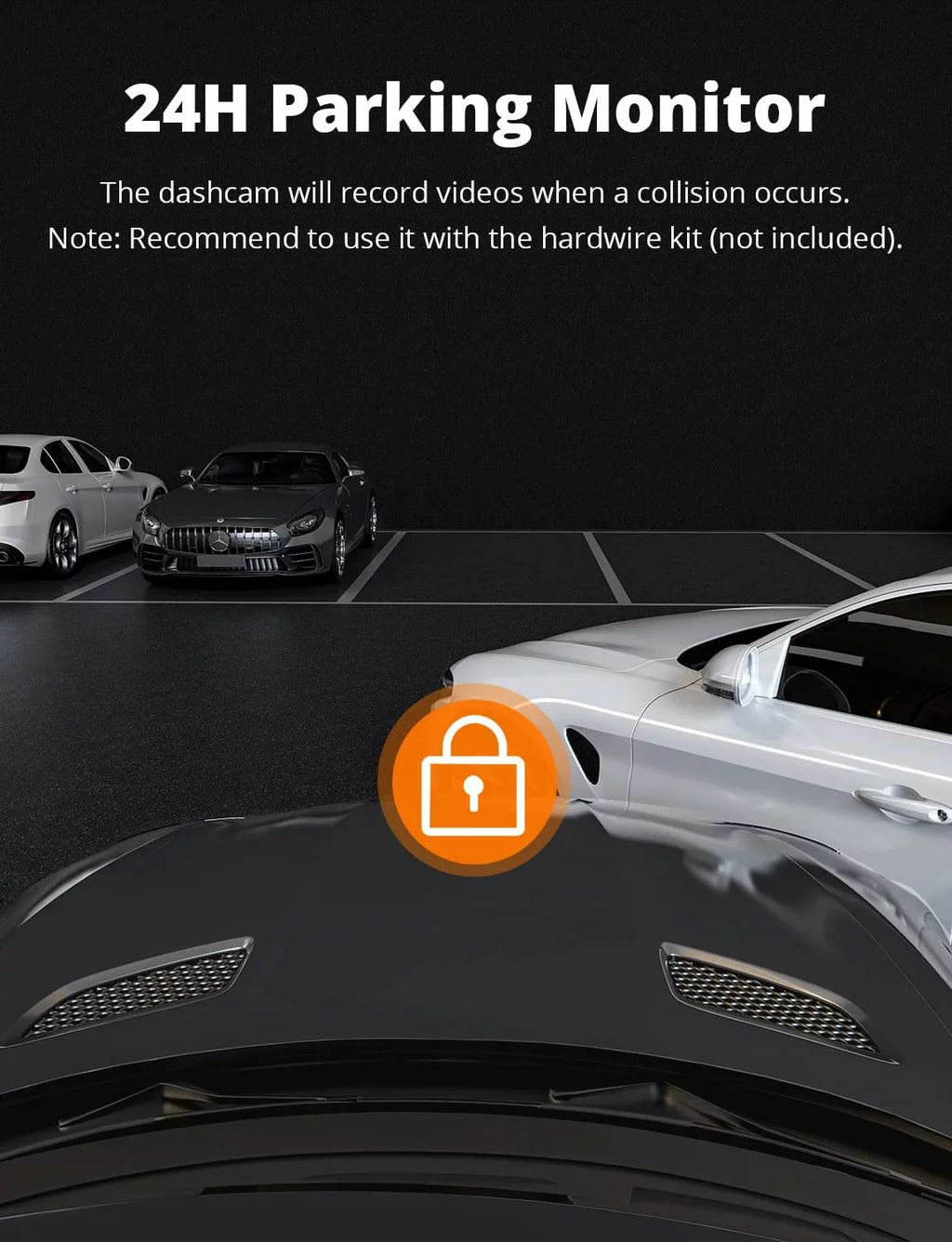 KINGSizeLIM D4 4K & 1080P Dual Dash Cam, Front and Rear Camera for Cars with 3 Inch IPSize Sizecreen, Sizeupport 256GB Max