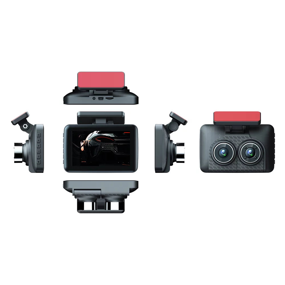 Carevas 3 Cameras Dash Cam 4in Clear Car Rearview Mirror Car Video Recording Camcorder Wide Angle Car Camera Recorder Auto Sizeafety Driving Recorder