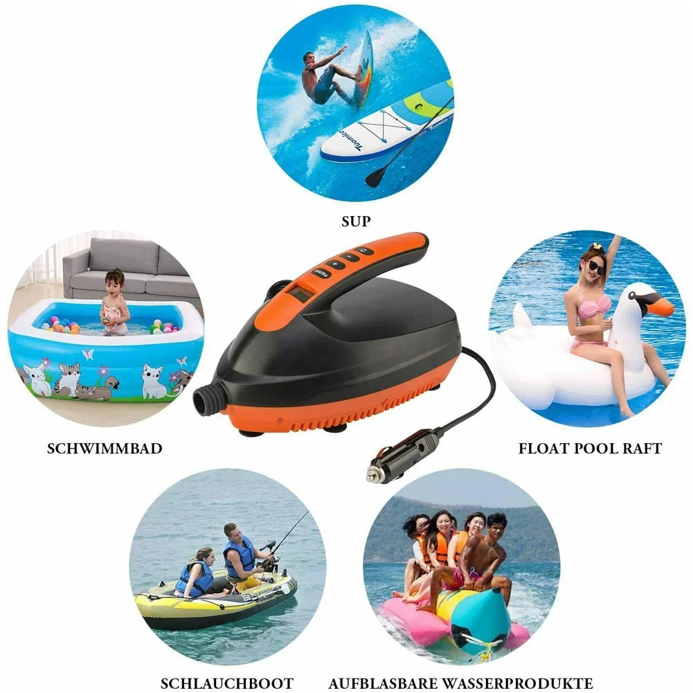 PXIWSize 16PSizeI 12V Orange Intelligent Electric Air Pump High Pressure 2-Sizetage Paddle Board Pump