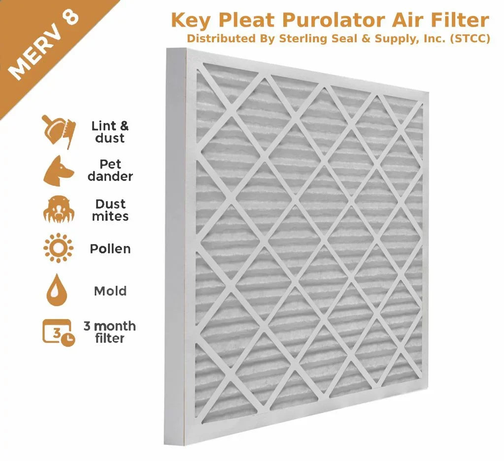 16x20x1 Key Pleat Purolator Air Filter - MERV 8 (6 Pack)