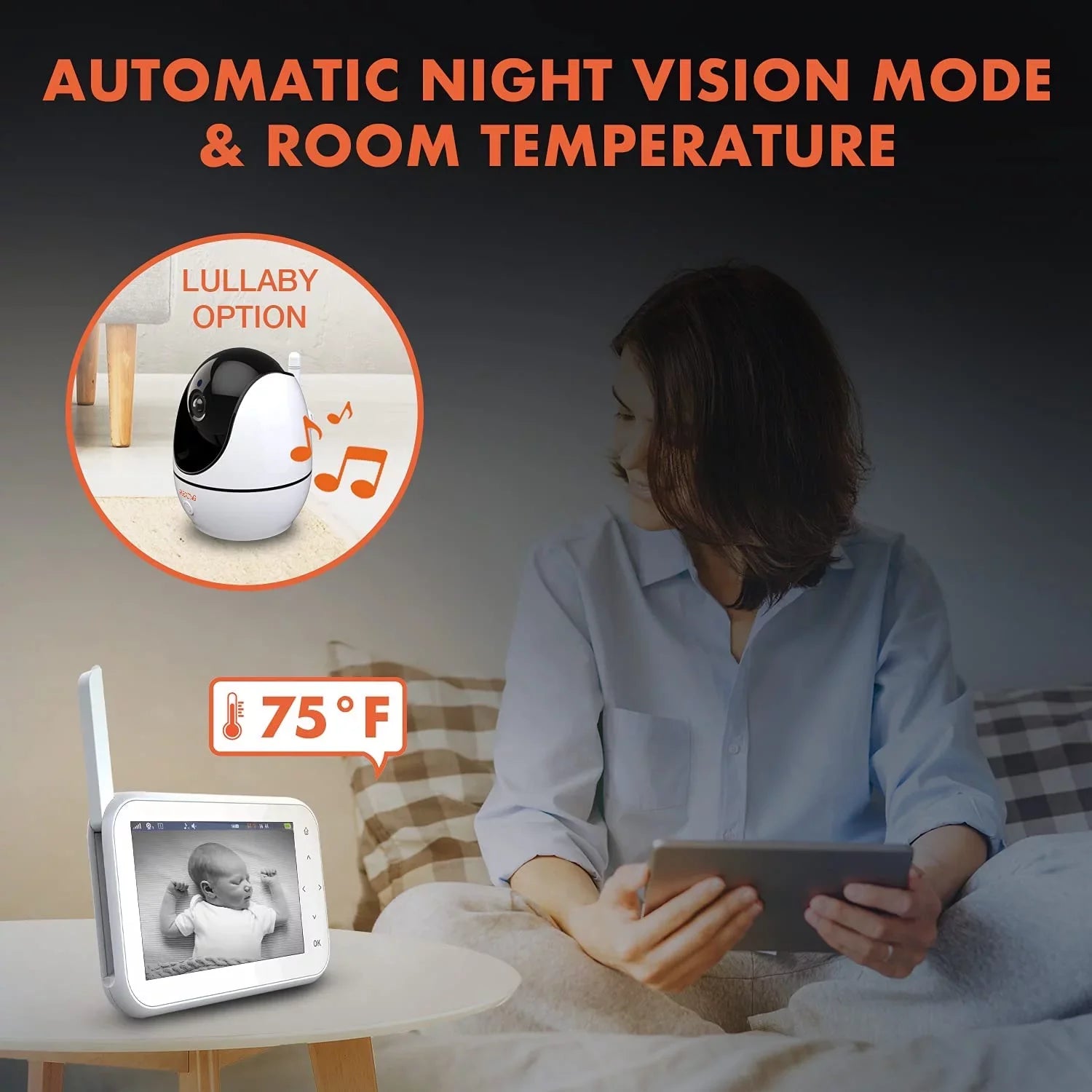 Rexing BM1 Baby Monitor w/ Recording Capabilities 4.5" IPSize Display