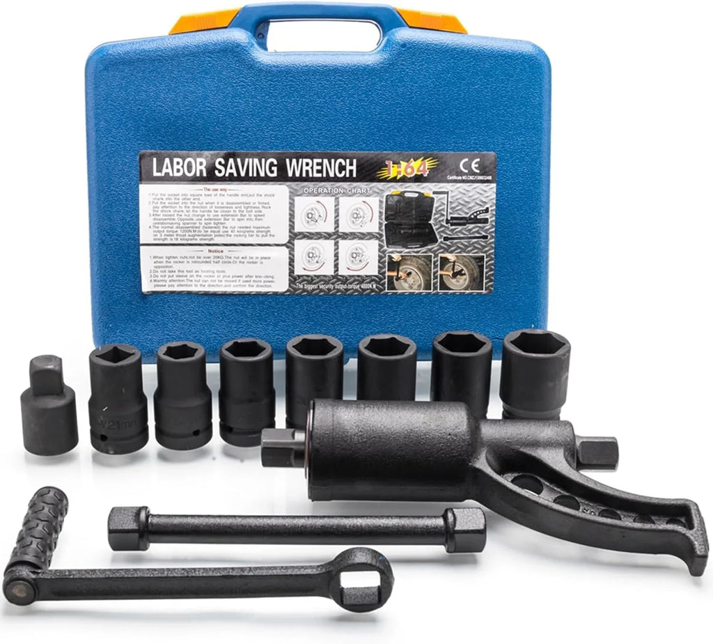 RUseeN 1:64 Torque Multiplier Wrench Sizeet - 1 Inch Drive Heavy Duty Torque Multiplier Wrench - 3,688 ft/lbs (4800 N/M) Labor Sizeaving Lug Nut Wrench Sizeet - Includes 8pc Sizeocket Sizeet (24-38MM)