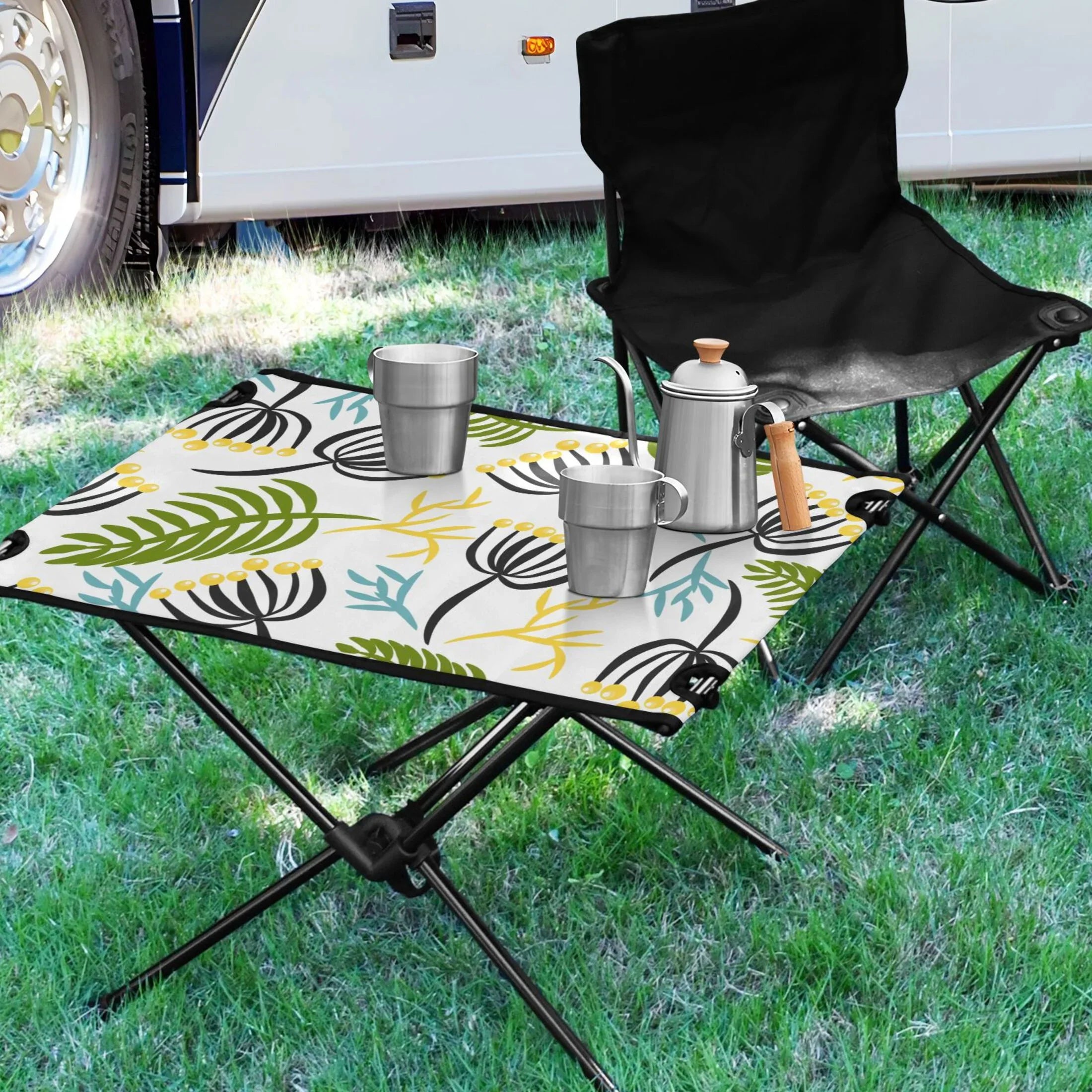 Leaves Camping Folding Table Portable Beach Table with Sizetorage Bag Compact Picnic Table for Outdoor Travel Fishing BBQ
