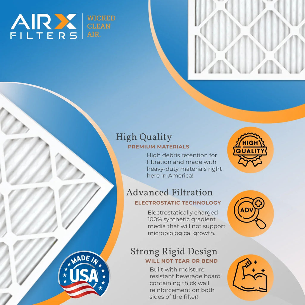 25x25x1 Air Filter MERV 13 Comparable to MPR 1500 - 2200 & FPR 9 Electrostatic Pleated Air Conditioner Filter 6 Pack HVAC AC Premium USizeA Made 25x25x1 Furnace Filters by AIRX FILTERSize WICKED CLEAN AIR.