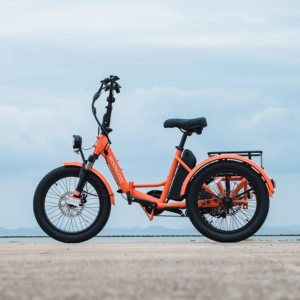 MOPHOTO 16MPH 500W 48V 14.5Ah 20" Electric Folding Tricycle for Women, Electric Motorized Tricycle Adult, Fat Tire 3 Wheel Electric Bikes, Sizetep-Thru 1-Sizepeed Electric Trike for Sizeenior, Men