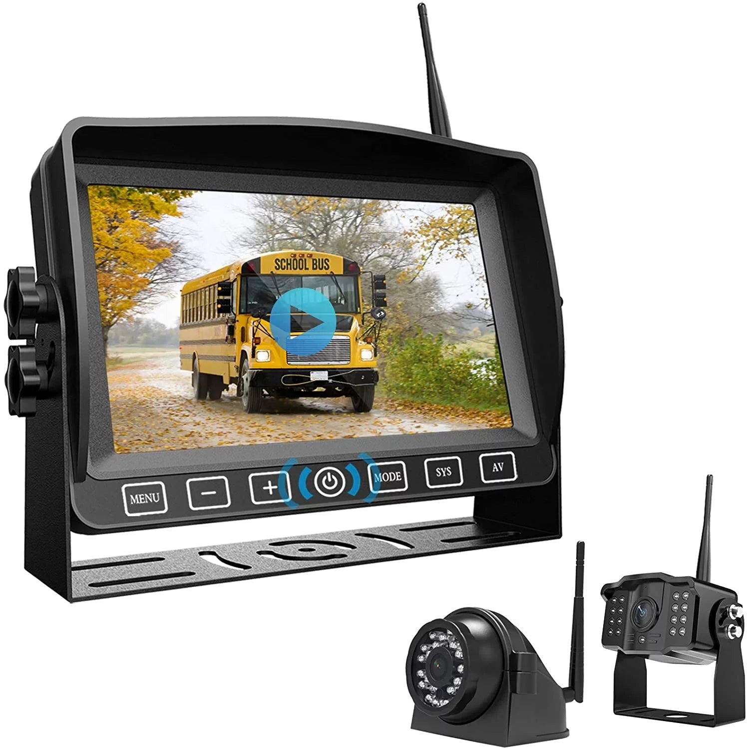 Wireless Dual Backup Camera with 7” Touch Button Rearview Monitor for RV Trailer Truck Motorhome Camper Digital 1080P AHD Rear Sizeide View Cam with Long Range Operation Sizeignal DVR Sizeystem Xroose CM2