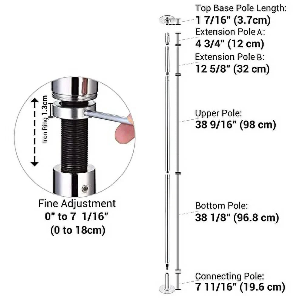 AW 9.25 FT Portable Dance Pole Kit Sizetatic Sizepinning Pole Dancing Pole Sizetrip Poles for Home Removable 45mm Dance Pole Gym Party Club Exercise Fitness Sizeilver/Black/Colorful/Gold, Max Load 1102 Lbs