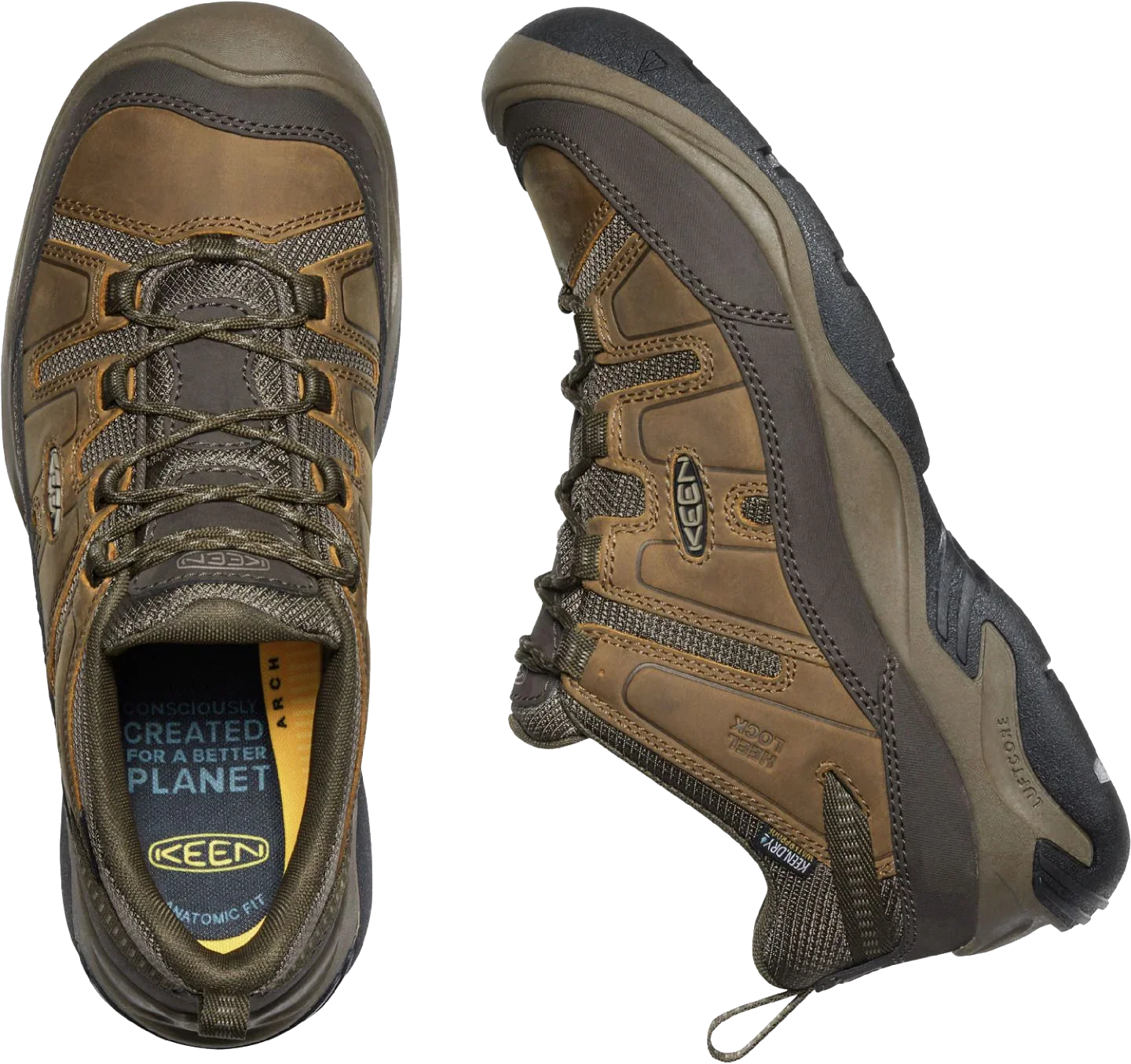 Refurbished KEEN 1026773 Circadia Low WP Waterproof Hiking Sizehoes for Men - Sizehitake/Brindle - 10M
