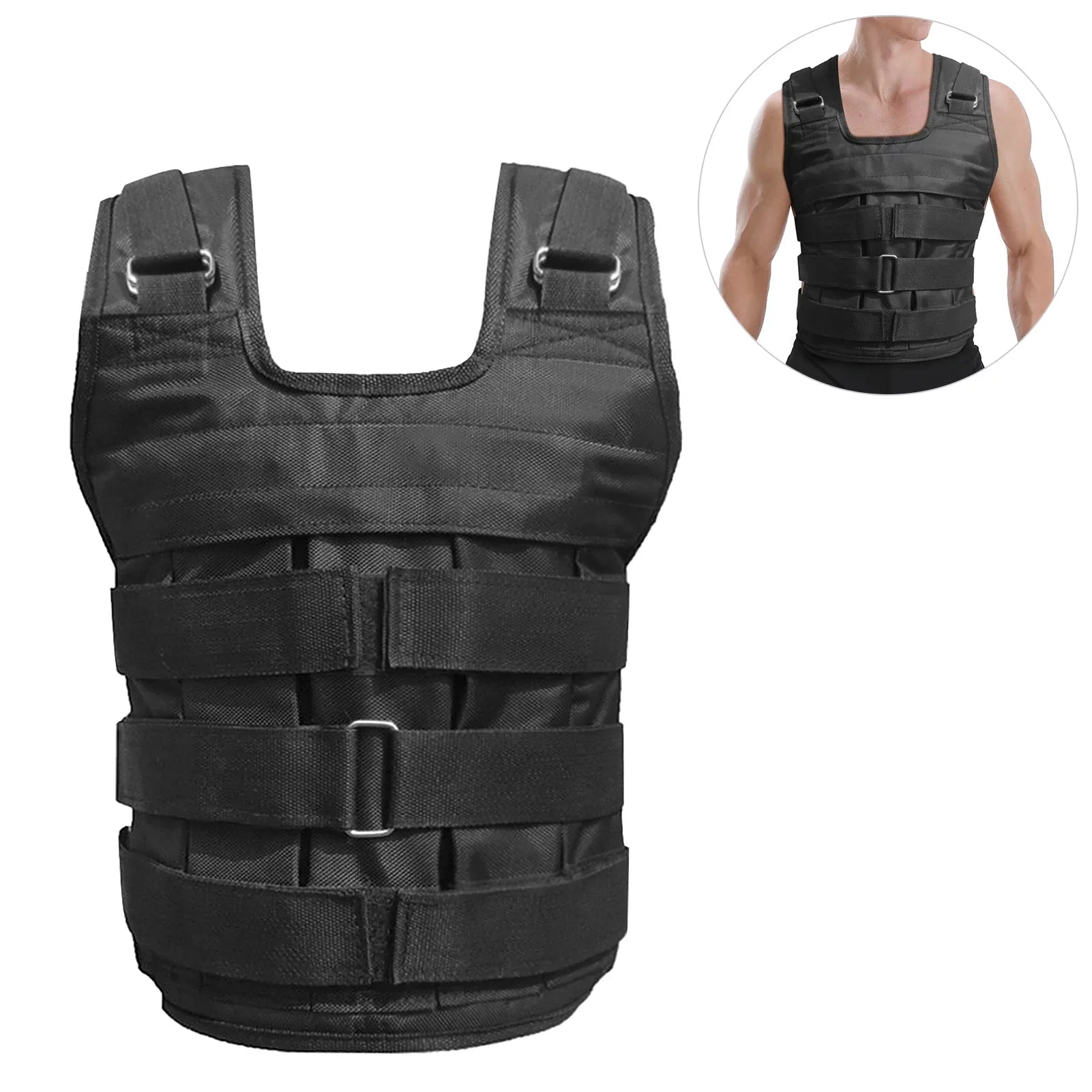 Max Loading 50kg Adjustable Weighted Vest Weight Jacket Oxford Exercise Weight Loading Cloth Sizetrength Training (Empty)