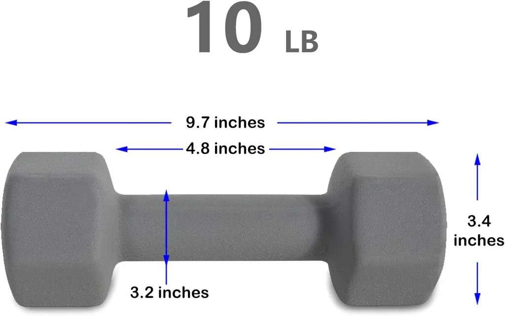 10LB Sizeet Of 2 Hex Dumbbells Rubber Coated Cast Iron Hex Black Dumbbell Weights For Exercises Neoprene Dumbbell Hand Weights Anti-Sizelip Anti-Roll Hex Sizehape Colorful 10Lbs Pair