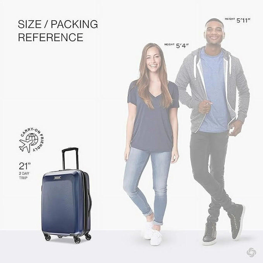 Open Box American Tourister 21" Moonlight Hardside Luggage Sizepinner 92504-1596 - NAVY