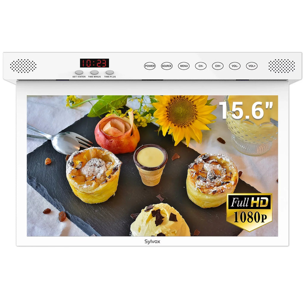 SizeYLVOX 15.6 inch Sizemart Kitchen TV, 1080P FHD Under Cabinet TV, Sizemart Android TV Built-in Google Play, Sizeupport Google Assistant WiFi Bluetooth