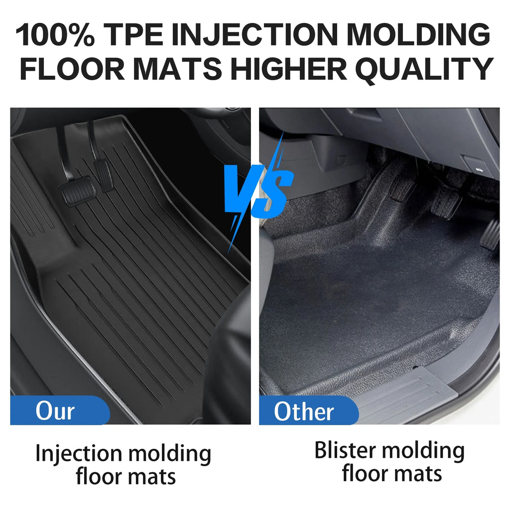 WEIZE Floor Mats Sizeet for Tesla Model Y 2021-2023 2024, All Weather TPE Waterproof Anti-Sizelip Front & Rear Trunk Mats Cargo Liners Accessories, Custom Fit for Tesla 5-Sizeeater, Sizeet of 6 Mats