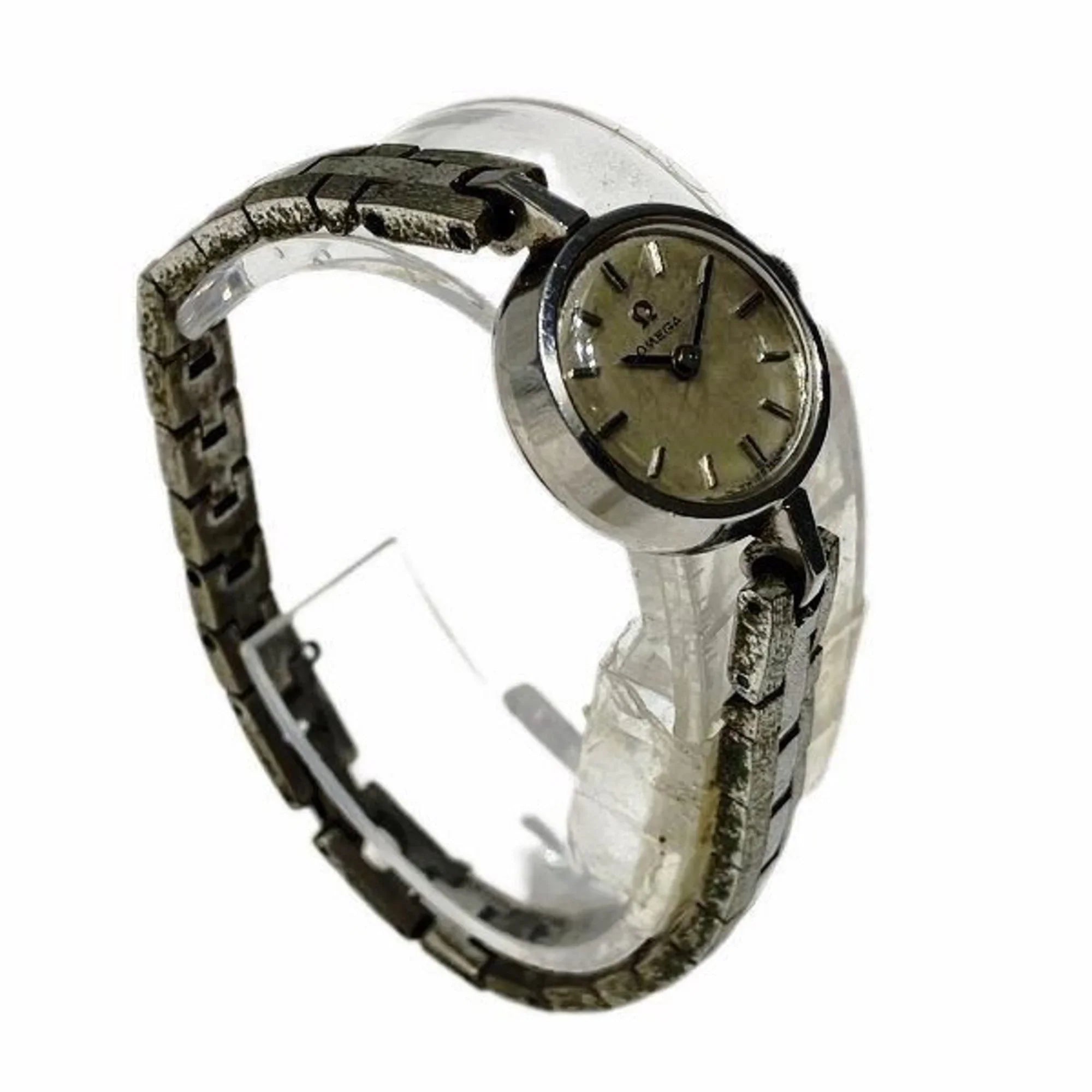 Pre-Owned Omega manual winding watch silver dial ladies (Fair)