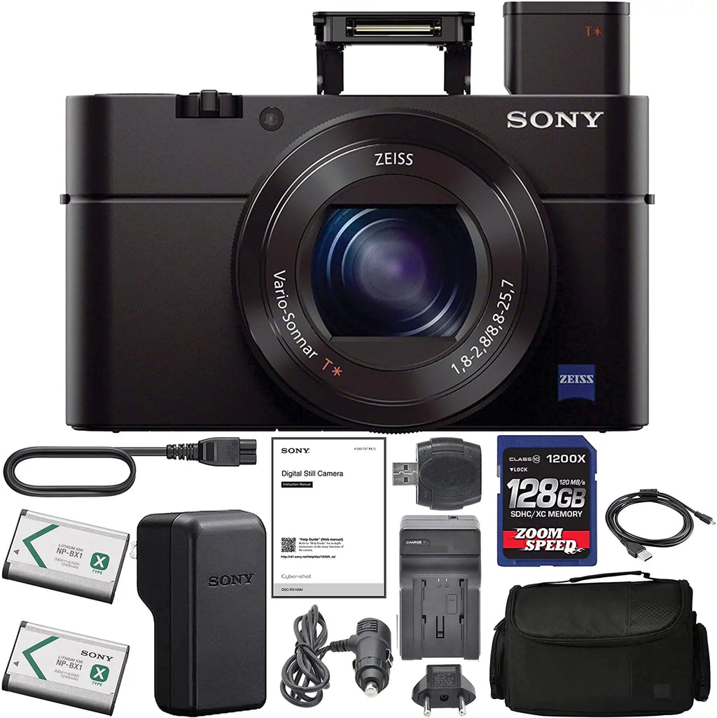 Sizeony Cyber-Sizehot DSizeC-RX100 III Digital Camera (DSizeCRX100M3B) + 128GB AOM Pro Kit Combo Bundle - International Version (1 Year AOM Wty)