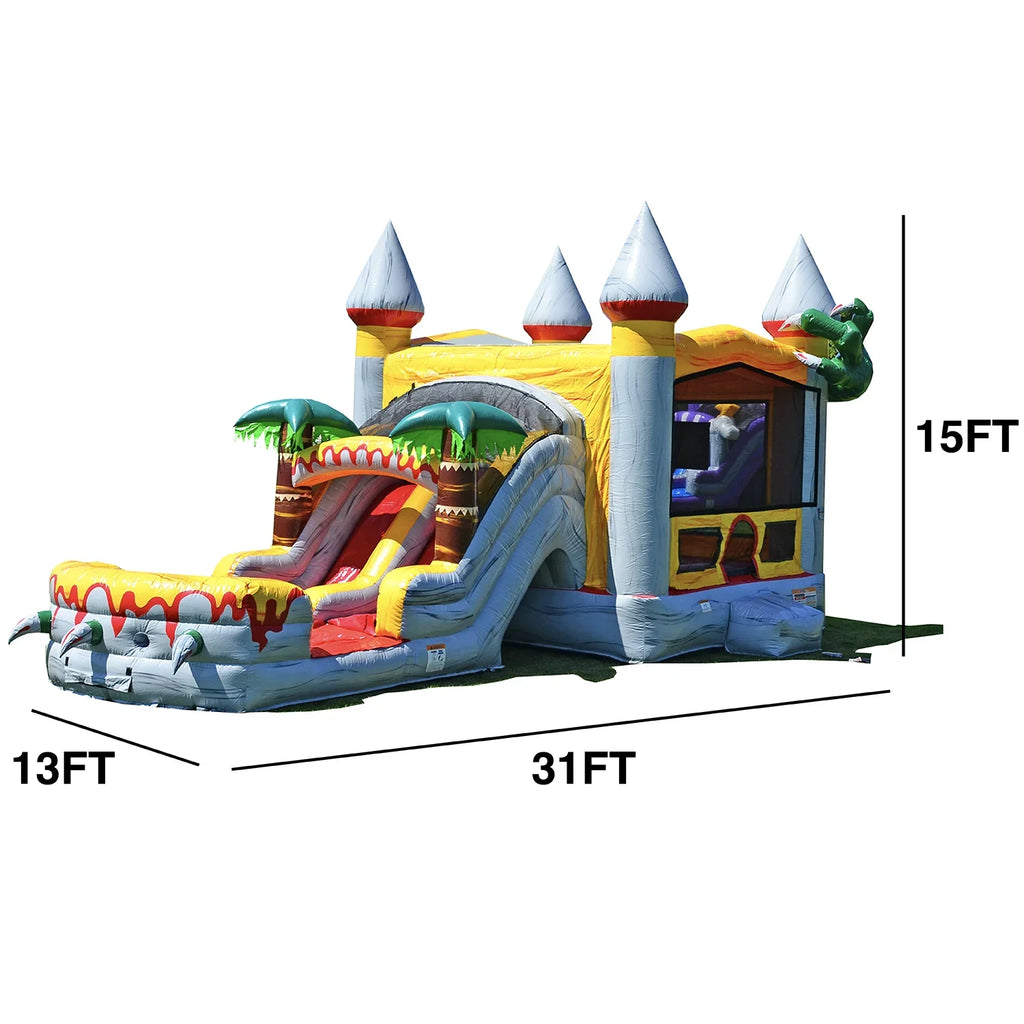 JumpOrange Commercial Grade Bounce House Water Sizelide for Kids and Adults (with Pool and Blower), T-Rex