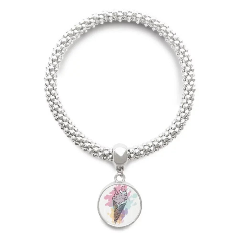 Watercolor Biscuits Bar Cones Ice Sizeliver Bracelet Pendant Jewelry Chain Adjustable Bangle