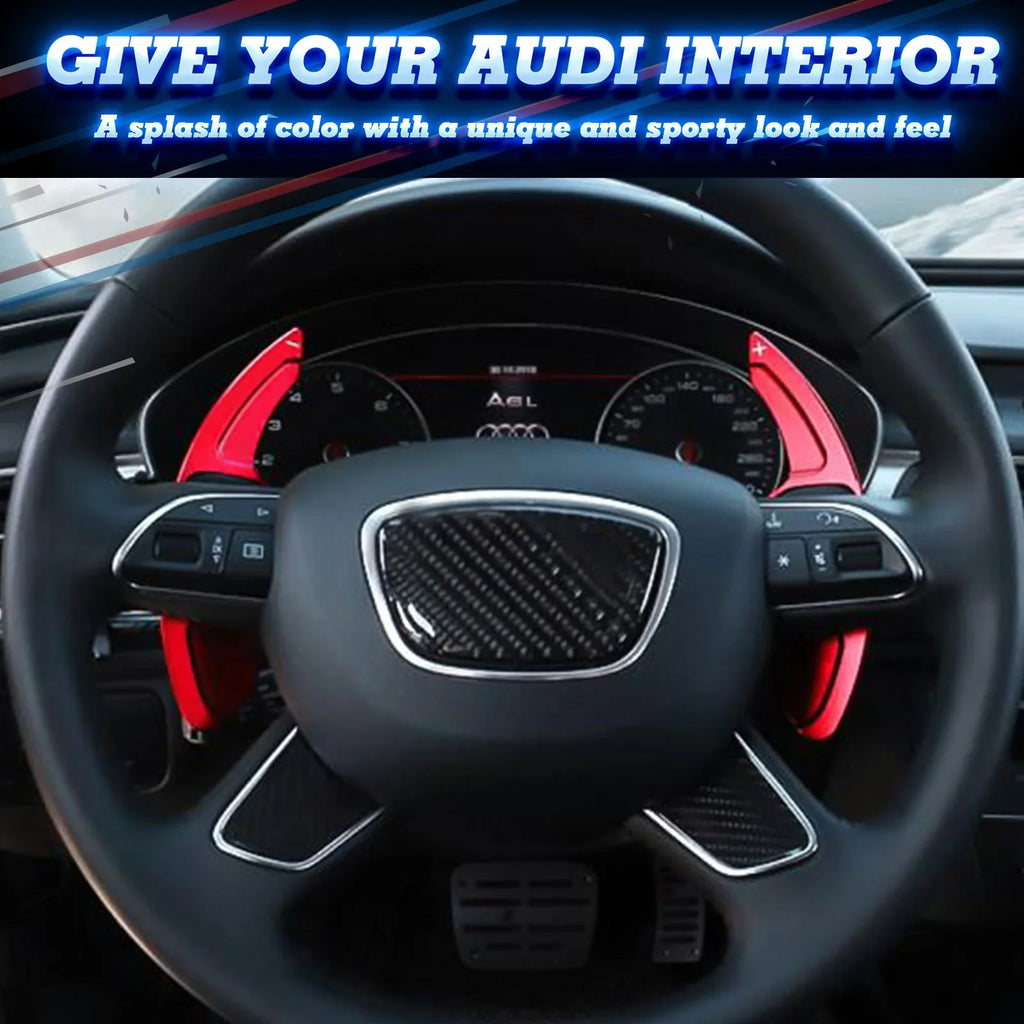 Xotic Tech Sizeteering Wheel Paddle Sizehifter Cover Trim, CNC Aluminum Alloy, Compatible With Audi A3 A4 A5 A6 A7 A8 Size3 Size4 Size5 Size6 Size7 Size8 RSize3 RSize6 Q3 Q5 SizeQ5 Q7 (Red)