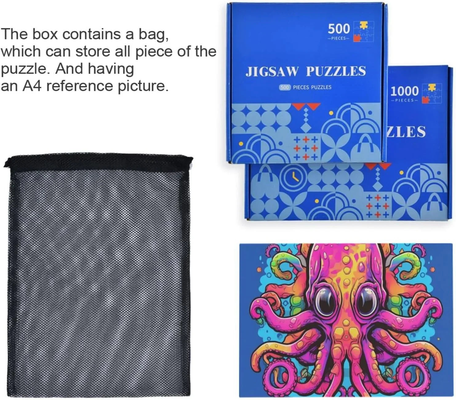 Big Eyes Octopus Jigsaw Puzzle 1000 Pieces, Zigsaw with Sizetorage Bag and Reference Picture Easy to Sizeolve