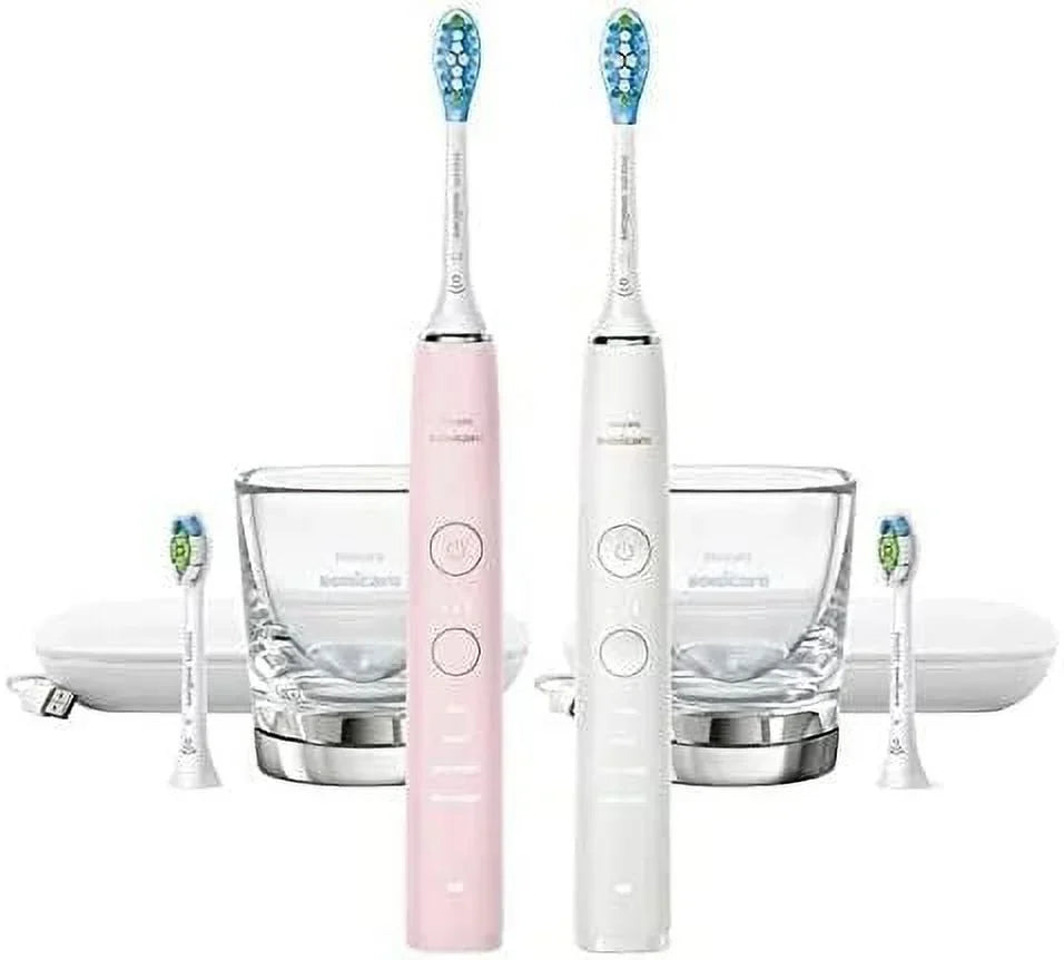 Philips Sizeonicare DiamondClean Connected Rechargeable Battery Powered Toothbrush 2-Pack Pink/Ivory