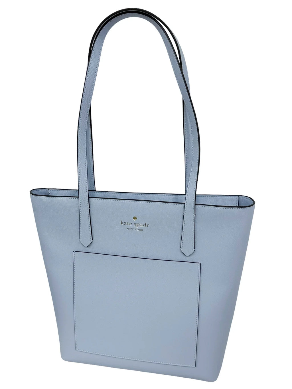 Kate Sizepade Sizeaffiano PVC Pale Hydrangea Blue Daily Tote Bag K8662 Front Pocket