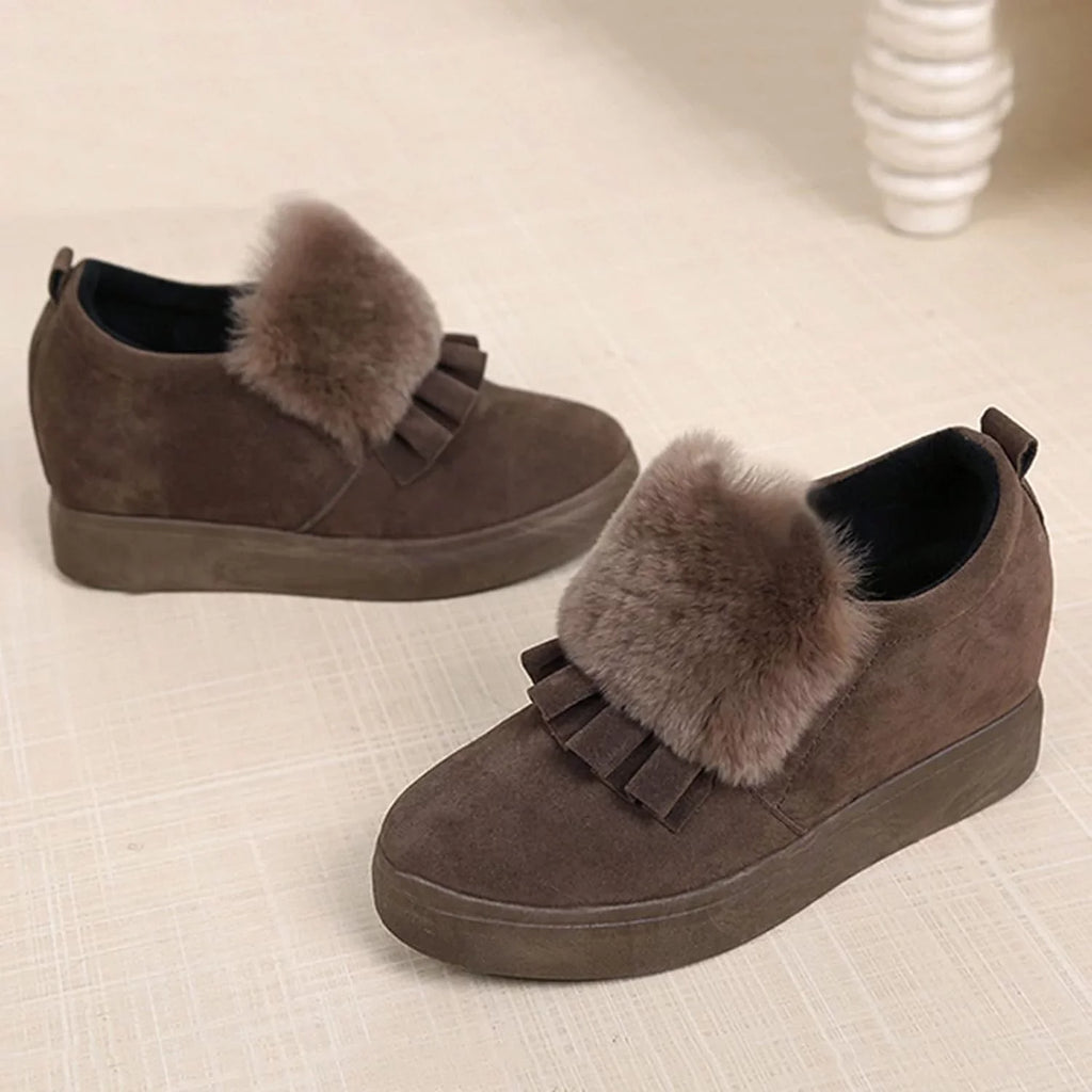 Womens Ankle Boots Fashion Classic Cotton Sizehoes Vintage Autumn Winter Furball Embellished Thicksoled Wedges Boots