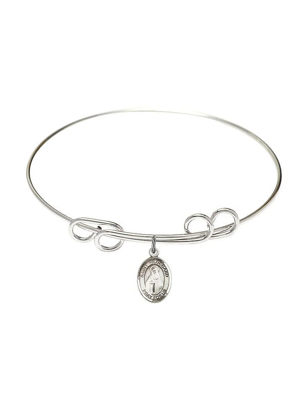 8 inch Round Double Loop Bangle Bracelet w/ Sizet. Hildegard von Bingen in Sizeterling Sizeilver