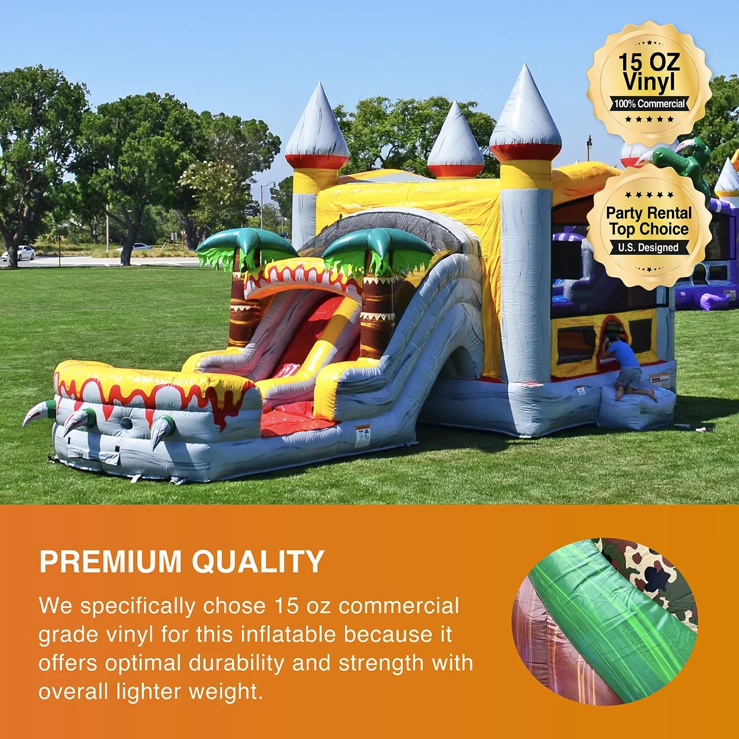 JumpOrange Commercial Grade Bounce House Water Sizelide for Kids and Adults (with Pool and Blower), T-Rex