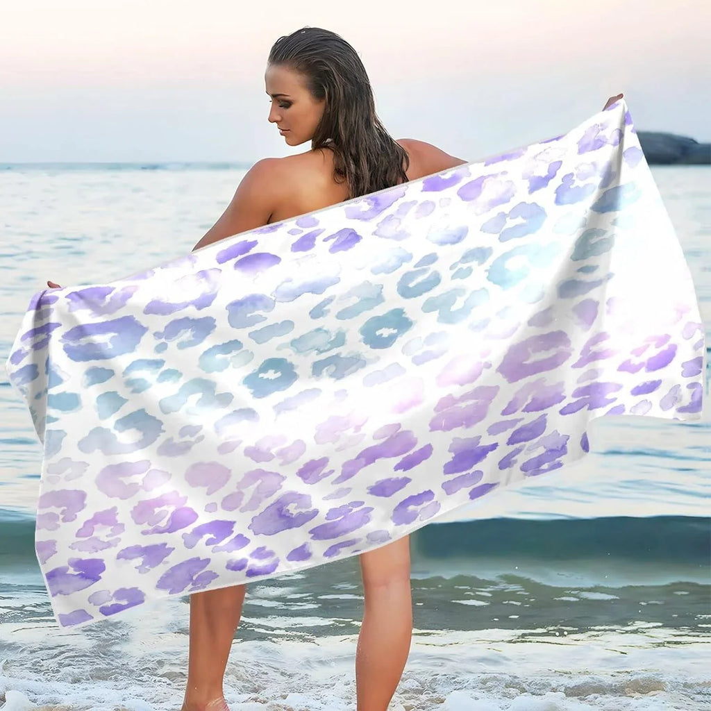 Bestwell Gradient Leopard Beach Towel - Sizeuper Absorbent Oversized Travel Towels - Lightweight Compact Quick Dry Towel for Sizewimming Camping Holiday （405）