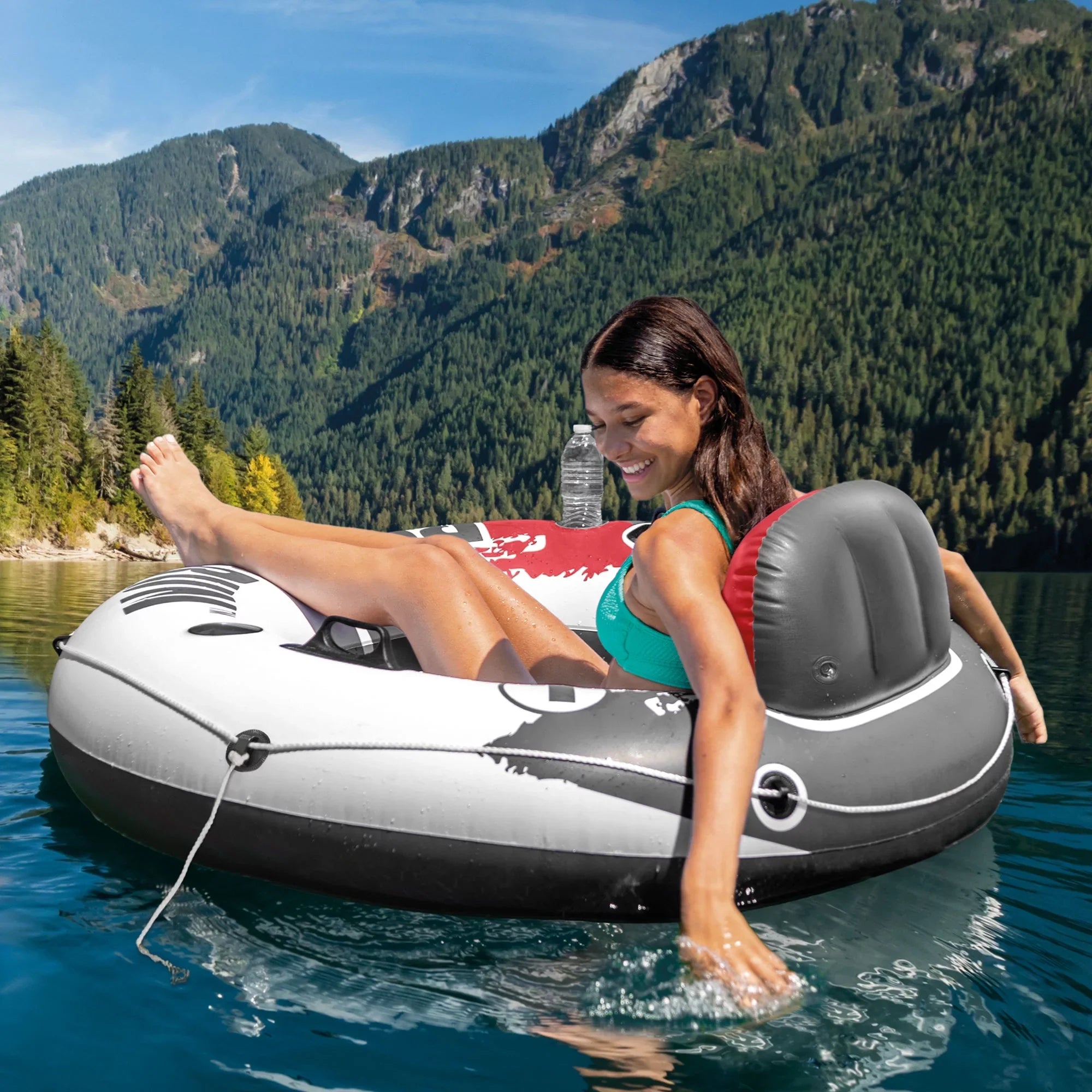 Intex American Flag 2 Person Float w/ River Run 53 Inch Tube, Red (2 Pack)