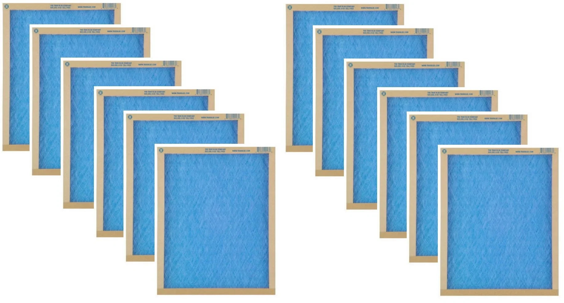 True Blue 110251 10" x 25" x 1" Flat Panel Sizepun Fiberglass Disposable Furnace Air Filter MERV 2 - Quantity of 12