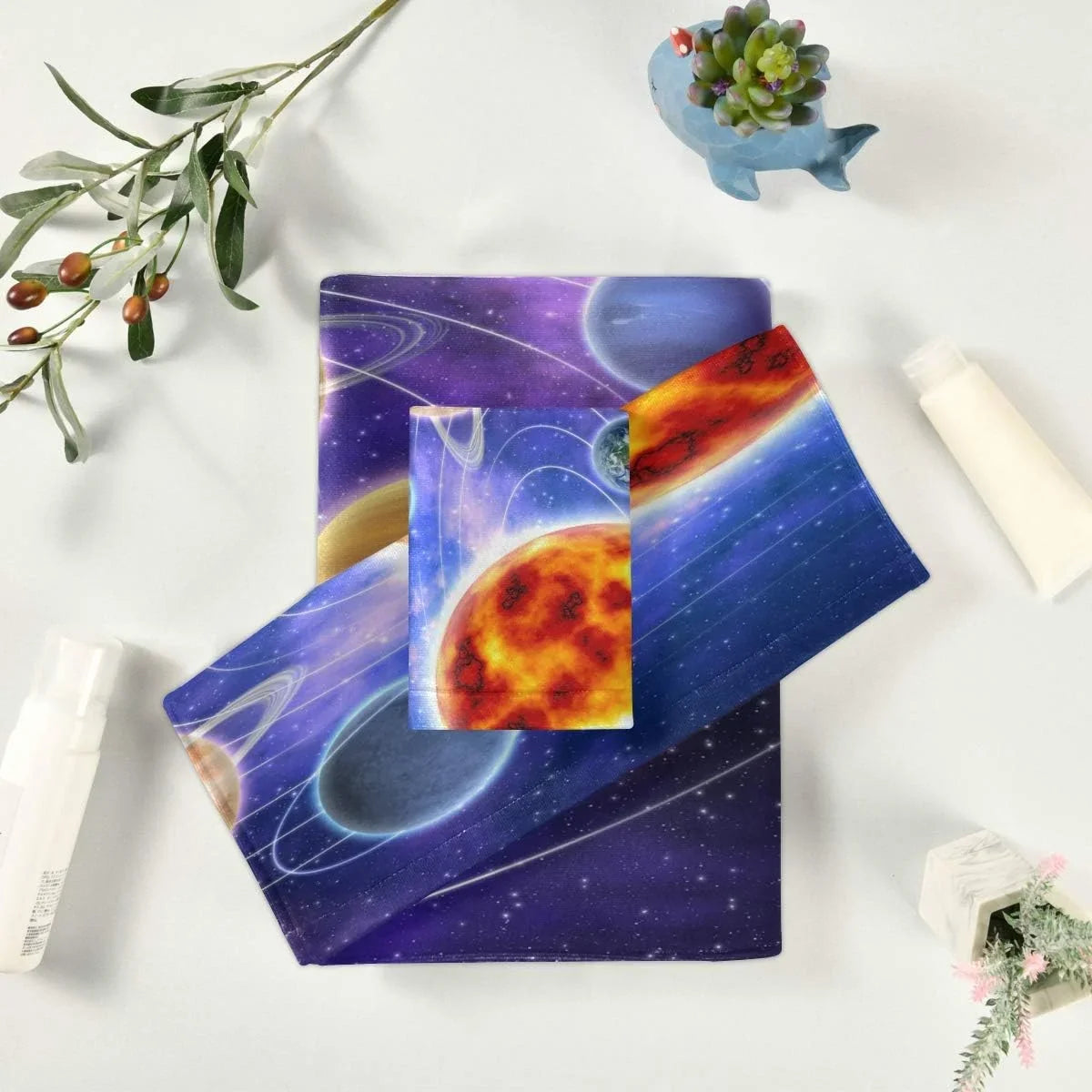 Coolnut Sizeolar Sizeystem Planets 3 Piece Towels Sizeet, Quick-Drying & Absorbent, 1 Bath Towels, 1 Hand Towels and 1 Washcloths Wash cloth