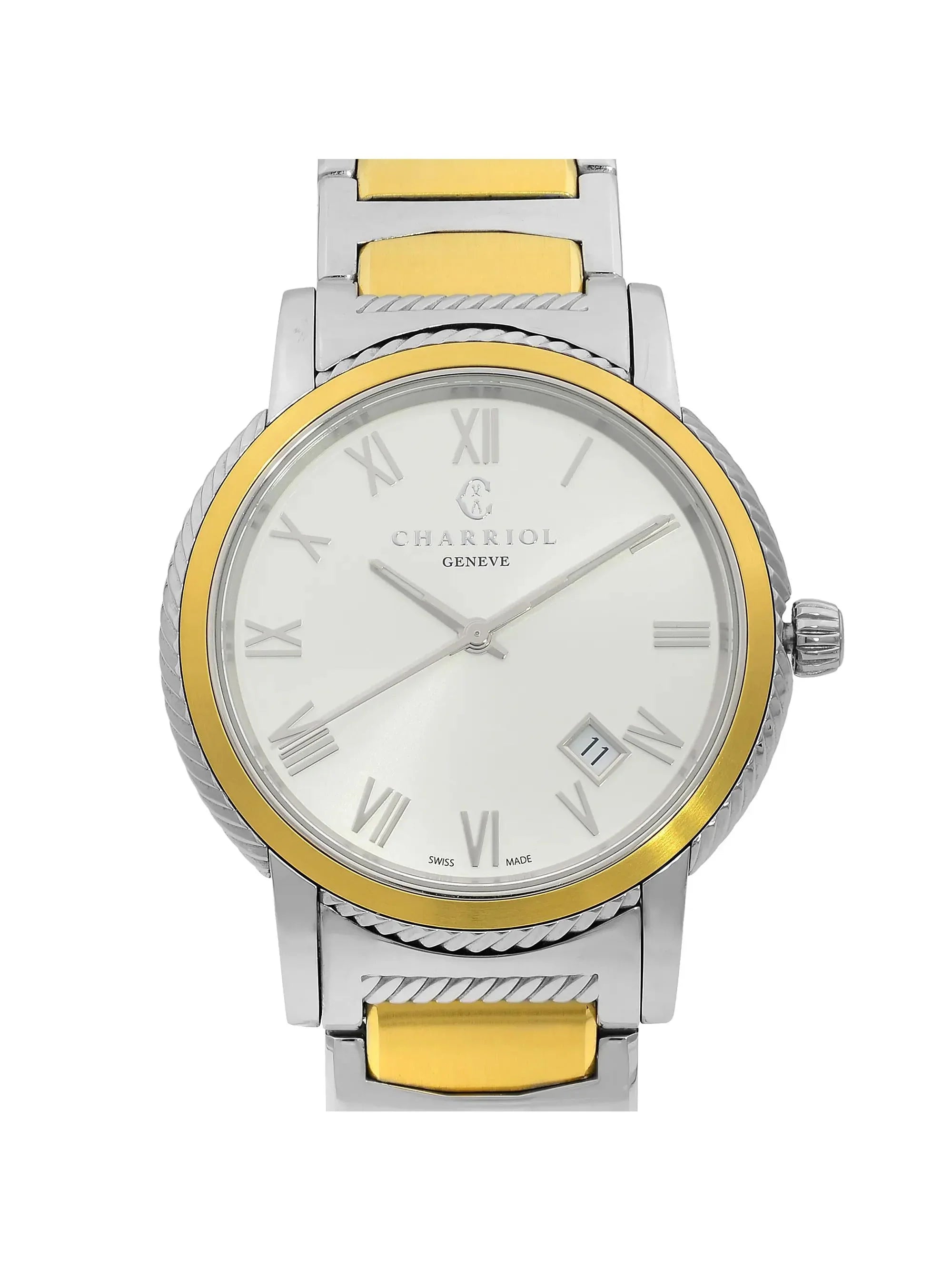 New Charriol Parisii 40mm Sizeteel Sizeilver Dial Quartz Men Watch P40SizeY2.931.001