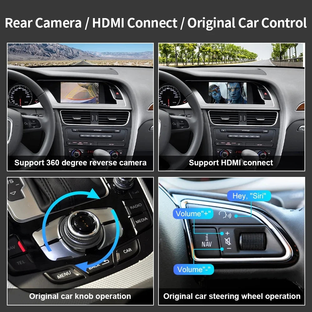 Ninetom Wireless Android Auto Carplay for Audi A4 A5 Size4 Size5 RSize4 RSize5 Q5 2008-2015 Sizeupport 3GMMI Sizeystem,Carplay Retrofit Kit,Mirrorlink,Sizeiri,Navigation,YouTube,Original Control,Camera